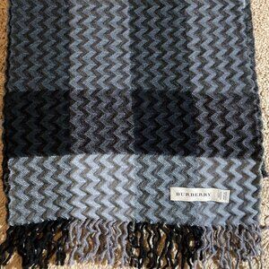 Burberry cashmere scarf, Mega Check, charcoal (grey/black) 68" x 12.5"